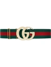 GUCCI ELASTIC WEB BELT WITH DOUBLE G BUCKLE