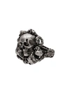 ALEXANDER MCQUEEN SILVER CHUNKY SKULL SNAKE BAND RING