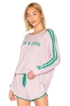 WILDFOX WILDFOX COUTURE SPIN AND JUICE SWEATSHIRT IN LAVENDER.,WILD-WK450