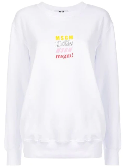 Msgm 胸前logo印花套头衫 - 白色 In White