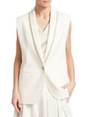 BRUNELLO CUCINELLI Cotton & Linen Monili and Paillette Chevron Vest