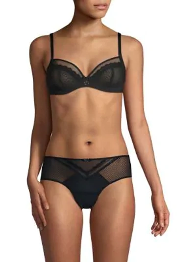 Chantelle Parisian Allure Multi-way Stretch-jersey, Lace And Tulle Underwired Bra In Black