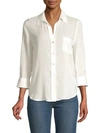 L'agence Ava Lace Cuff Button-up Blouse In Ivory
