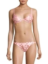 Fleur Du Mal Lily Embroidery Plunge Demi Bra In Pink Lady