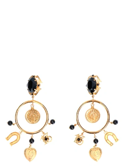 Dolce & Gabbana Charm-embellished Hoop Clip Earrings In Zp