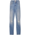 MOTHER High Waisted Looker Ankle Fray Jean in Shoot To Thrill Destroyed