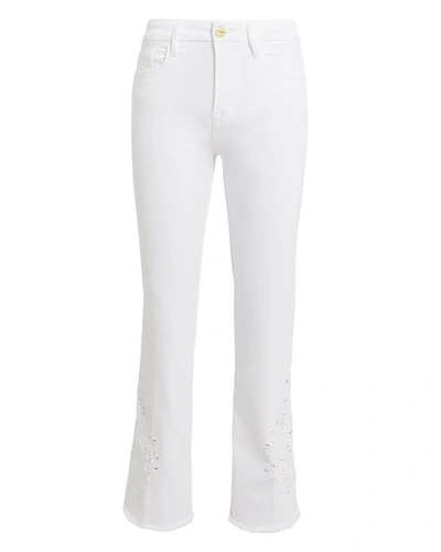 Frame Schiffly Vintage High-rise Cropped Jeans With Eyelet Hem In Blanc