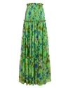 Alexis Roshan Floral Smocked High-rise Maxi Skirt In Green