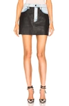 ALEXANDER WANG ALEXANDER WANG BITE LEATHER COMBO SKIRT IN BLACK,DENIM LIGHT,AWAN-WQ67