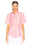 ISABEL MARANT ISABEL MARANT EMILY TOP IN PINK,PLAID,ISAB-WS250