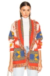 ALANUI ALANUI ICON JACQUARD CARDIGAN IN ABSTRACT,ORANGE,WHITE.,ANUI-WK29