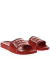 VERSACE Versace Red Leather Slides With Versace Logo