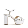 Schutz Keefa Metallic Leather Platform Sandals In Prata Silver