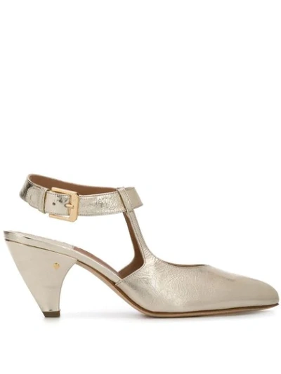 Laurence Dacade Tosca Metallic Leather Mary Jane Pumps In Platine