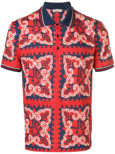 Valentino Bandana-print Cotton Polo Shirt In Multicolored