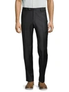 Zanella Parker Flat Front Solid Stretch Wool Trousers In Black
