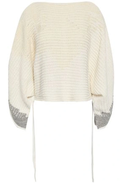 3.1 Phillip Lim / フィリップ リム Woman Cropped Intarsia Cotton-blend Jumper White