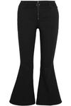 FRAME WOMAN ZIP-DETAILED MID-RISE KICK-FLARE JEANS BLACK,GB 2507222119392047