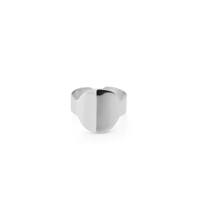 Ekria Round Midi Ring Shiny White Gold