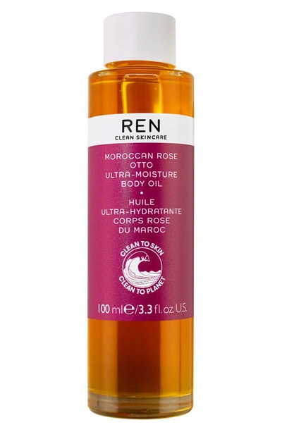 Ren Moroccan Rose Otto Ultra-moisture Body Oil 3.3 oz/ 100 ml In Rose, Cranberry, Natural