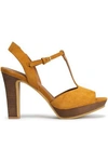 SEE BY CHLOÉ SEE BY CHLOÉ WOMAN SUEDE PLATFORM SANDALS MUSTARD,3074457345620045904
