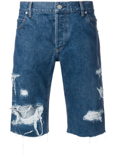 Balmain Ripped Denim Shorts - 蓝色 In Blue