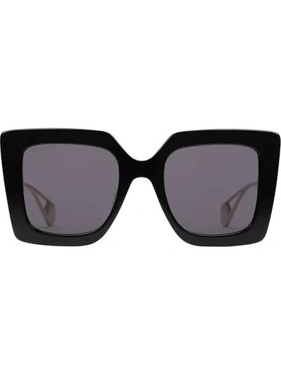 Gucci Designer Sunglasses Black Oversized Square Frame Women's Sunglasses In Noir-gris