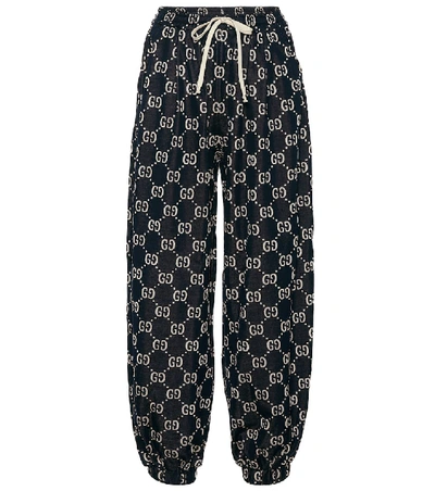 Gucci Gg Cotton-jersey Sweatpants In Blue