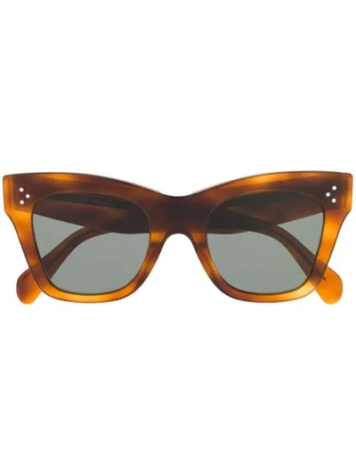 Celine Tortoiseshell Sunglasses In Orange