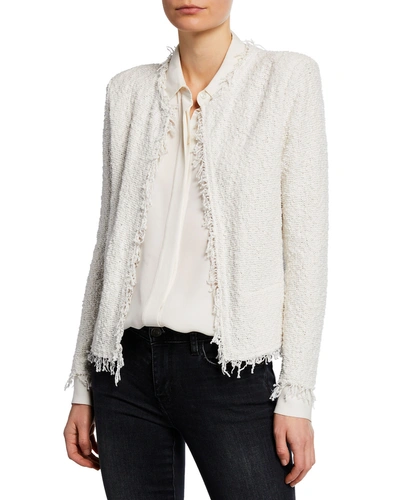 Iro Shavani Open-front Boucle Jacket In White