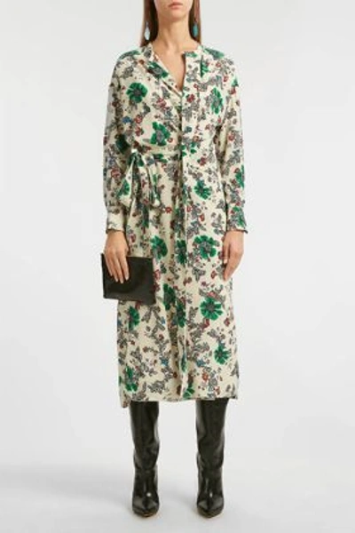 Isabel Marant Calypso Floral-print Silk-blend Crepe De Chine Wrap Dress In Ecru