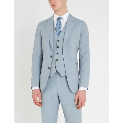 Paul Smith Regular-fit Wool And Satin Waistcoat In Pale Blue