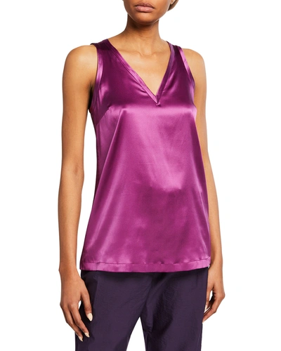 Brunello Cucinelli Reversible Silk-stretch Satin V-neck Tank Top