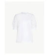 SANDRO BRODERIE ANGLAISE COTTON-JERSEY TOP