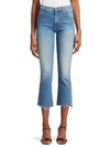 Mother The Insider Cropped Frayed High-rise Flared Jeans In Blue