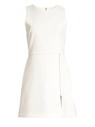 Alice And Olivia Julie A-line Dress W/ Front Zipper In Off White