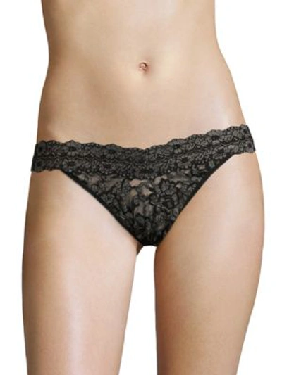 Gucci Cross-dyed Lace Original Rise Thong 591104 In Black Heather