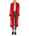 The Kooples Beaded Floral Velvet Burnout Kimono In Red/pink