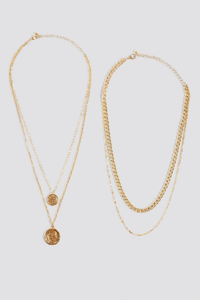 Na-kd Layered Coin And Chain Necklaces - Gold