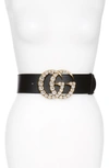 GUCCI GG MARMONT CRYSTAL EMBELLISHED LEATHER BELT,550110AP0IT