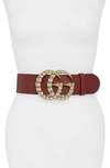 GUCCI GG MARMONT CRYSTAL EMBELLISHED LEATHER BELT,550110AP0IT