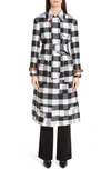 ALTUZARRA LEATHER STRAP GINGHAM STRETCH WOOL COAT,119-101 901