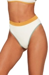 L*space French Cut High Waist Textured Swim Bottoms In Cream Bronze Reef