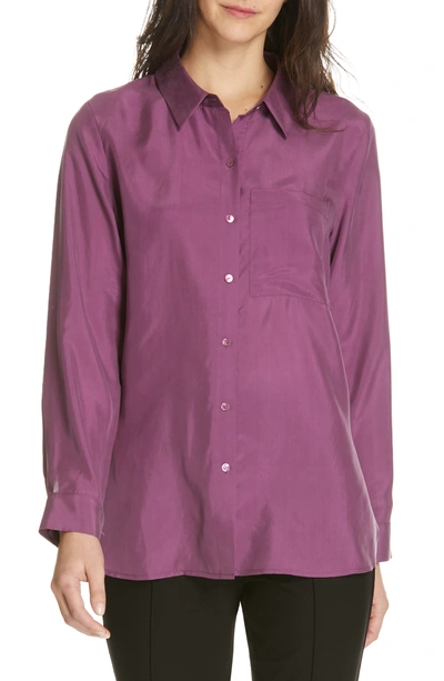 Eileen Fisher Classic-collar Silk Shirt In Currant