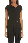 RICK OWENS SNAP DETAIL SILK TOP,RP19S6560SCR