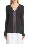 BRUNELLO CUCINELLI MONILI & SATIN TRIM KNIT TOP,M0TC8BL512-191