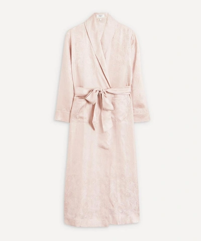 Liberty London Hera Silk Jacquard Long Dressing Gown In Light Pink