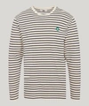 Wood Wood Mel Small Aa Logo Long Sleeve Cotton T-shirt In Off-white Navy Stripe