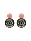 ANTON HEUNIS PINK BEAD AND RESIN EYE EARRINGS