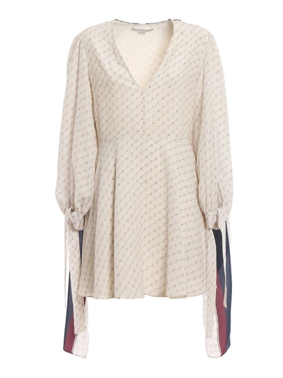 Stella Mccartney Lea Monogram Silk Dress In Neutrals